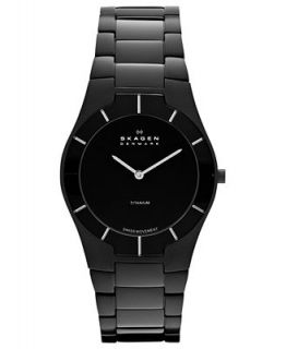 Skagen Denmark Watch, Mens Swiss Black Ion Plated Titanium Bracelet 38mm 585XLTMXB   Watches   Jewelry & Watches