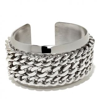 Stately Steel Curb Link 7" Cuff Bracelet