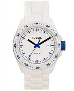 Fossil Mens Decker White Silicone Strap Watch 44mm AM4502   Watches   Jewelry & Watches