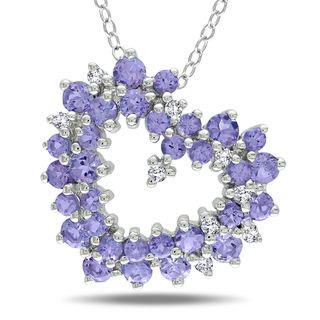 Miadora Sterling Silver Tanzanite and 1/8ct TDW Diamond Necklace (H I,I3) Miadora Gemstone Necklaces