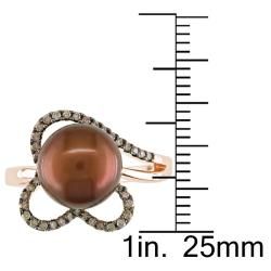 Miadora 14k Pink Gold Chocolate Pearl and 1/5ct TDW Brown Diamond Ring Miadora Pearl Rings