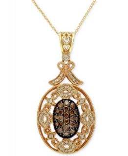 Espresso by EFFY Brown and White Diamond Chandelier Pendant Necklace in 14k Gold (1 ct. t.w.)   Necklaces   Jewelry & Watches
