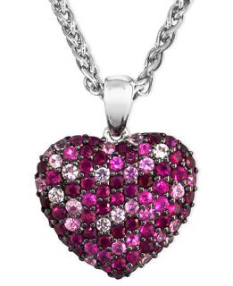 Balissima by EFFY Pink Sapphire (1 5/8 ct. t.w.) and Ruby (1 5/8 ct. t.w.) Heart Pendant in Sterling Silver   Necklaces   Jewelry & Watches
