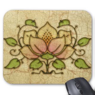 Flower And Vine Motif Mouse Pad