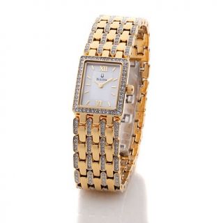 Bulova Ladies' Rectangular Case Crystal Accented Mother of Pearl Bracelet Watch