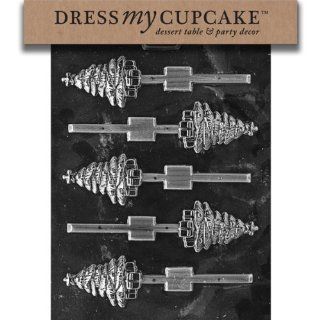 Dress My Cupcake DMCC108 Chocolate Candy Mold, Tree with Gifts Lollipop, Christmas Candy Making Molds Kitchen & Dining
