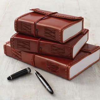 fair trade stitched leather journal by paper high