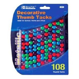 BAZIC Assorted Color Decorative Thumb Tack, Assorted, 108 Per Pack  Tacks And Pushpins 