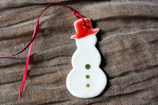 personalised handmade porcelain snowman by artisan