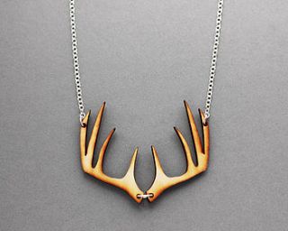 wooden stag antler necklace by fawn and rose