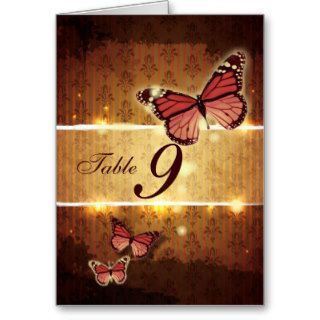 glamorous Butterfly Fall Wedding Table Number card
