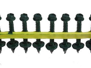Quik Drive HG112WSDKGREEN Metal Roofing and Siding Screw, Dark Green Painted 1/4 Inch Hex Drive by 1 1/2 Inch with EPDM Backed Washer