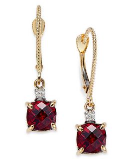 14k Gold Garnet (2 3/8 ct. t.w.) and Diamond Accent Drop Earrings   Earrings   Jewelry & Watches