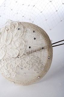 lace birdcage veil with swarovski crystals by holly young headwear