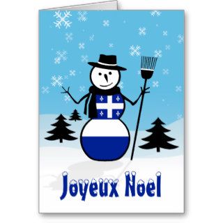 Joyeux Noel Merry Christmas Canada Snowman Quebec Cards