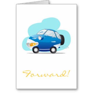 Blue car greeting cards