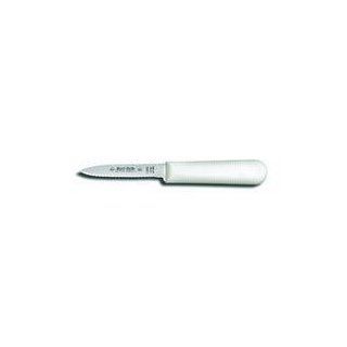 Sani Safe S104SC 3 1/4" White Scalloped Paring Knife with Polypropylene Handle