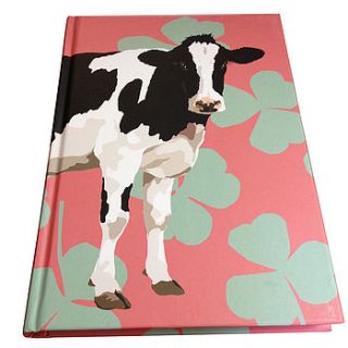 a5 hardback notebook with cow by velvet brown