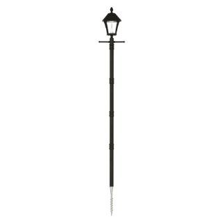 Gama Sonic Baytown 83 Inch Lamp Post and EZ Anchor with 1 Solar Charged LED Lantern, Black Finish #GS 106S G   Outdoor Post Lights  
