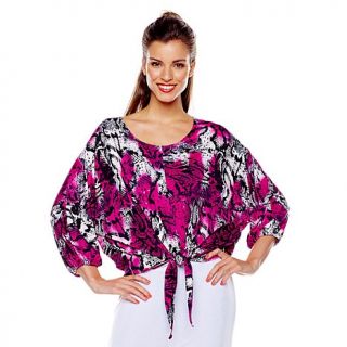 Slinky® Brand Tie Front Tunic with Batwing Sleeves