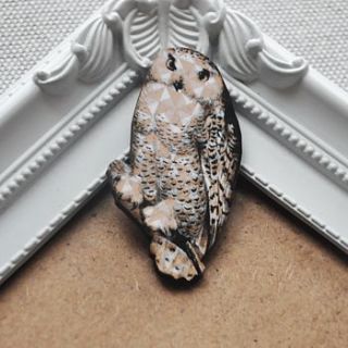 geometric pattern wooden owl brooch by artysmarty
