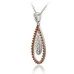 DB Designs Rose Gold over Silver Champagne Diamond Teardrop Necklace DB Designs Diamond Necklaces