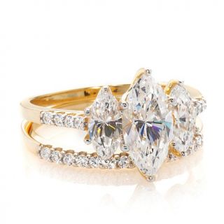 3.33ct Absolute™ Marquise 3 Stone and Pavé Band 2 piece Ring Set