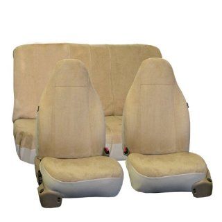 FH FB105 1112 Classic Suede Car Seat Covers, Airbag compatible and Split Bench Beige Automotive