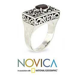 Sterling Silver Filigree 'Royal Coronation' Garnet Ring (Indonesia) Novica Rings