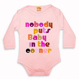 film quote babygrow 'baby in the corner' by twisted twee