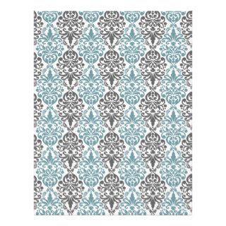 Victorian Blue Grey Vintage Damask Lace Pattern Custom Letterhead
