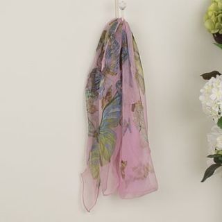 pink blush butterfly 100% silk scarf by dibor