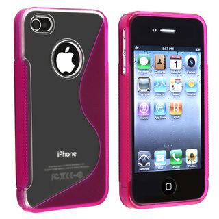 BasAcc Clear/ Hot Pink S Shape TPU Rubber Case for Apple iPhone 4/ 4S BasAcc Cases & Holders