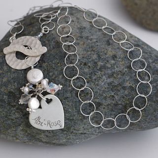 personalised silver toggle charm necklace by dizzy