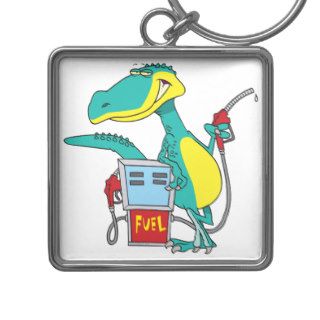 dinosaur gas pump fossil fuel cartoon keychains