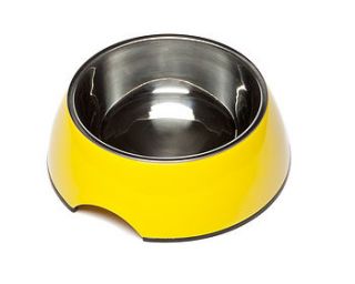 yellow round dog bowl by animal kingdom ltd