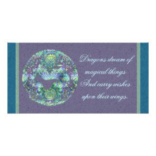 Aqua Dragon Medallion Photo Greeting Card