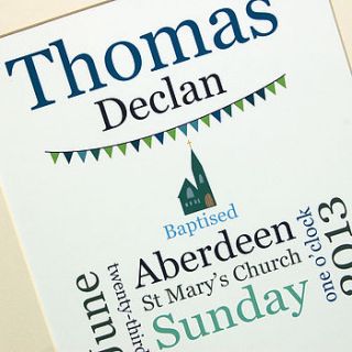 personalised a3 christening print by spotty n stripy