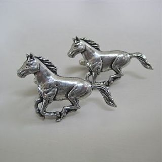 pewter galloping horse cufflinks by chapel cards