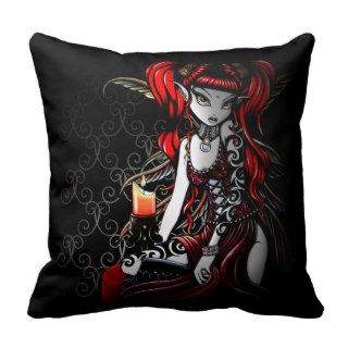Terra Gothic Red Tribal Tattoo Fairy Throw Pillow
