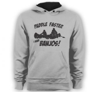 Paddle Faster I Hear Banjos Funny Redneck Mens Pullover Hoodie Gray Small Clothing