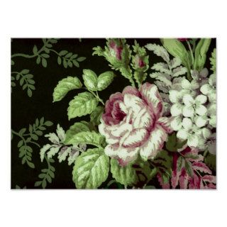 Beautiful Vintage Red Rose Floral Wallpaper Print