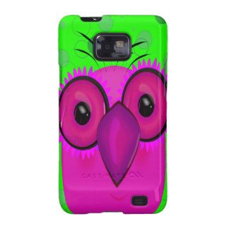 Purple Cartoon Owl on a Lime Green Background Samsung Galaxy S2 Cover