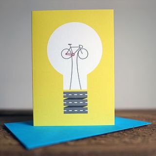 pedal power bike greetings card by rebecca j kaye