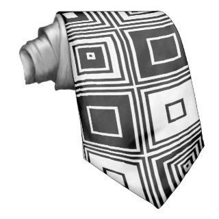 Retro look black white square pattern neckties