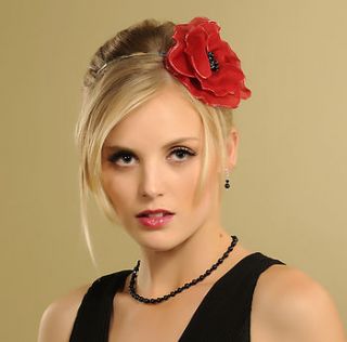 handmade poppy flower headpiece by rosie willett designs