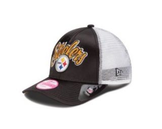 NFL Pittsburgh Steelers Scripty Satin Trucker Women's Adjustable Hat  Sports Related Collectibles  Clothing