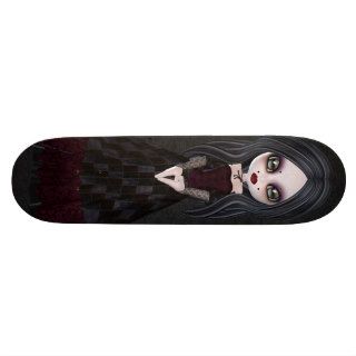 Cute & Creepy Little Goth Girl Black Skateboard