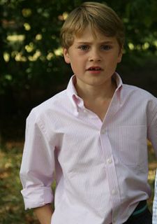 boy's pink and white stripe shirt  by surguy clothing