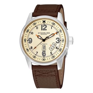 Brown Stuhrling Original Tuskegee Skymaster Men's Automatic Leather Strap Watch Stuhrling Original Men's Stuhrling Original Watches